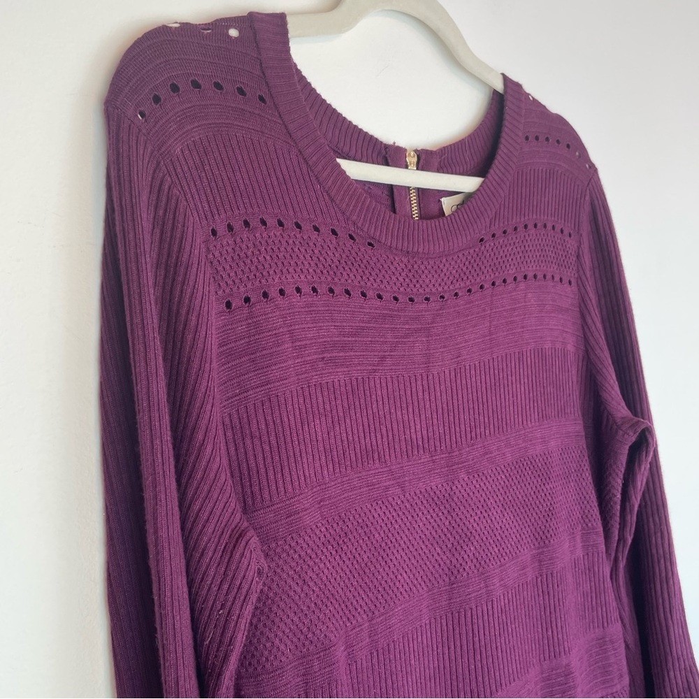 Eliza J Plum Purple Textured Knit Fit & Flare Dress XL - Picture 2 of 5